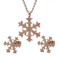 Charm Shining Sandblasted Winter Snow Shaped Pendent Jewelry Set  For Women